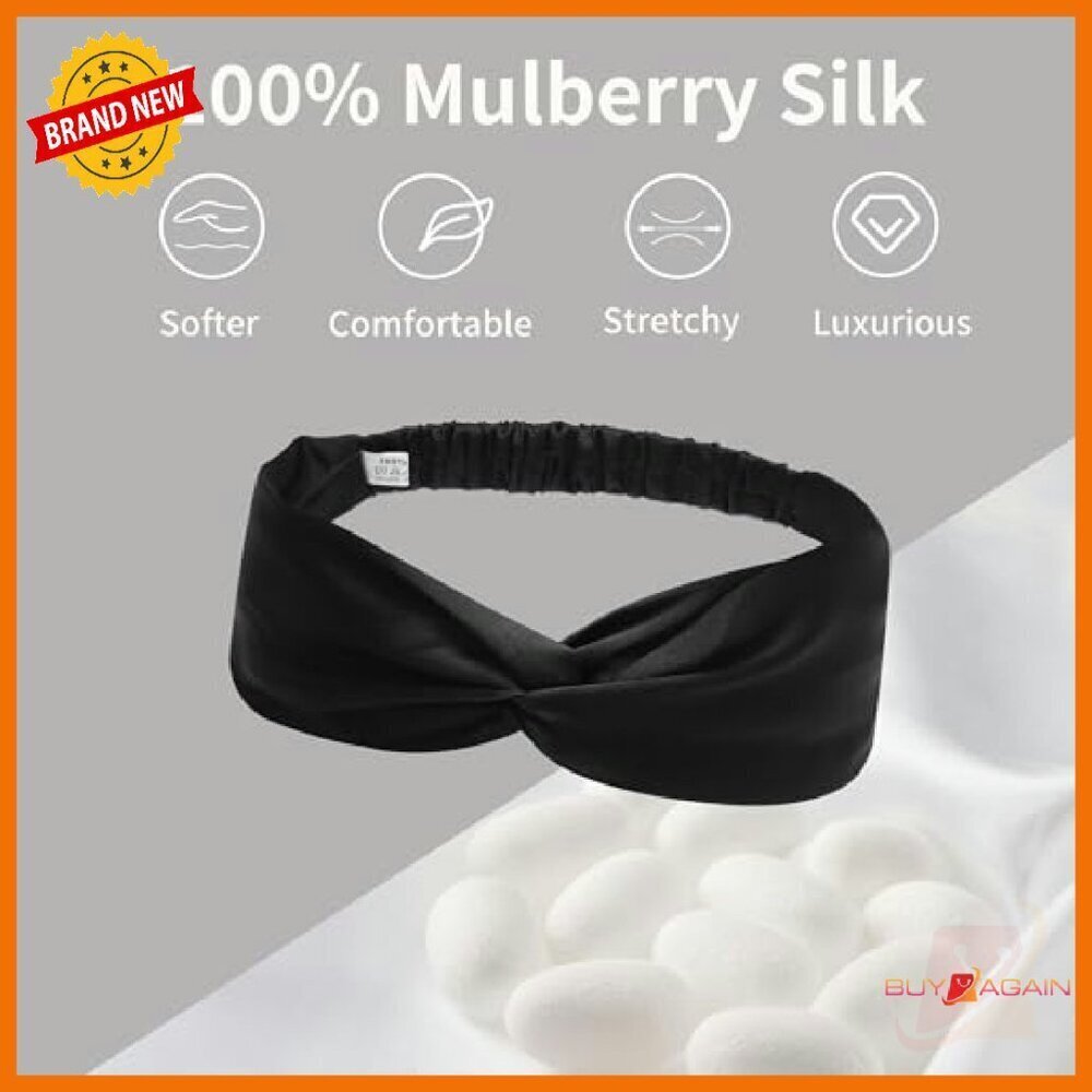 Mulberry Silk Headband Elastic Twist Knot Hair Accessory Women's - Picture 3 of 8